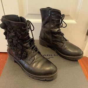 Toscablu Diane embellished black combat boot
